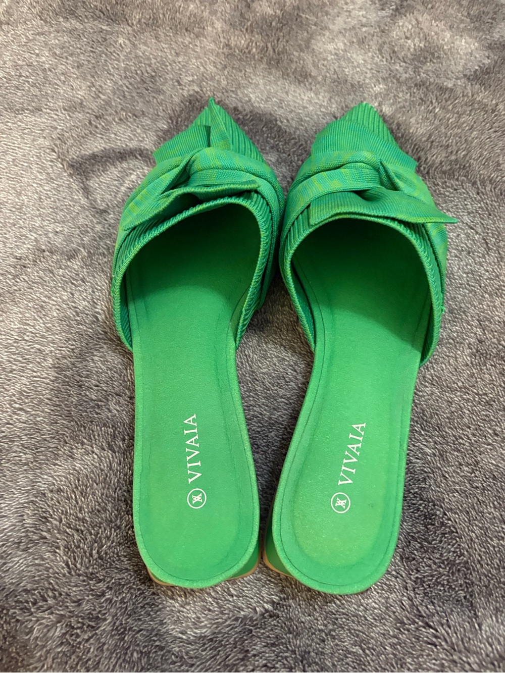 VIVAIA Bright Green Yaffa Pointed-Toe Knot Mules - EU 39 US sz 8 - Picture 9 of 11